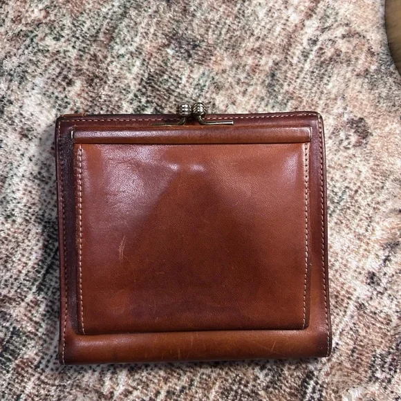 VTG DOONEY BOURKE AWL NAVY/ BRIT TAN FRENCH WALLET KISS LOCK COIN POCKET CARD - Picture 5 of 11